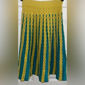NEW PINKO Striped Crochet Knitted Skirt In Green Medium $295
